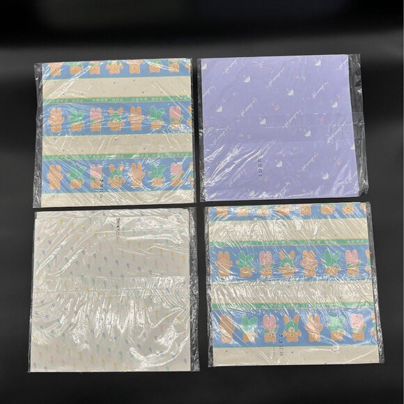 Vintage Gift Wrapping Paper Bears Baby Shower Gift New Old Stock Rainbow 1990s - Picture 4 of 10